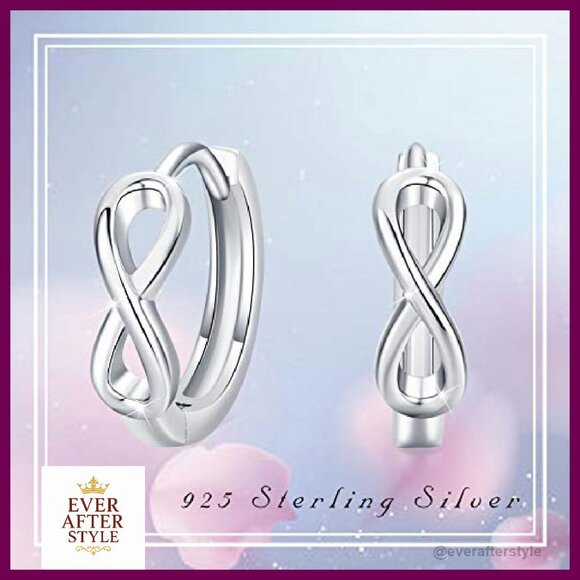 Sterling Silver Infinity Hoop Earrings Elegant Minimal Chic Huggie Hoops - Picture 3 of 7